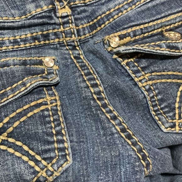 Clash Y2K Era Straight Leg Denim Jeans With Flap Pockets / Whipstitching Size 7 - Picture 16 of 16